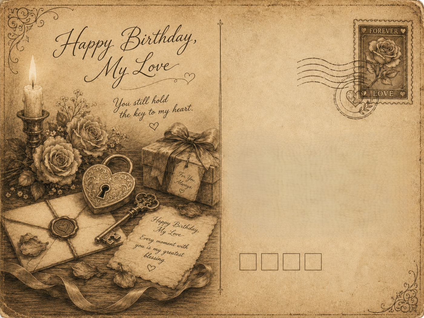 Tarjeta de cumpleaños "Llave de mi corazón"