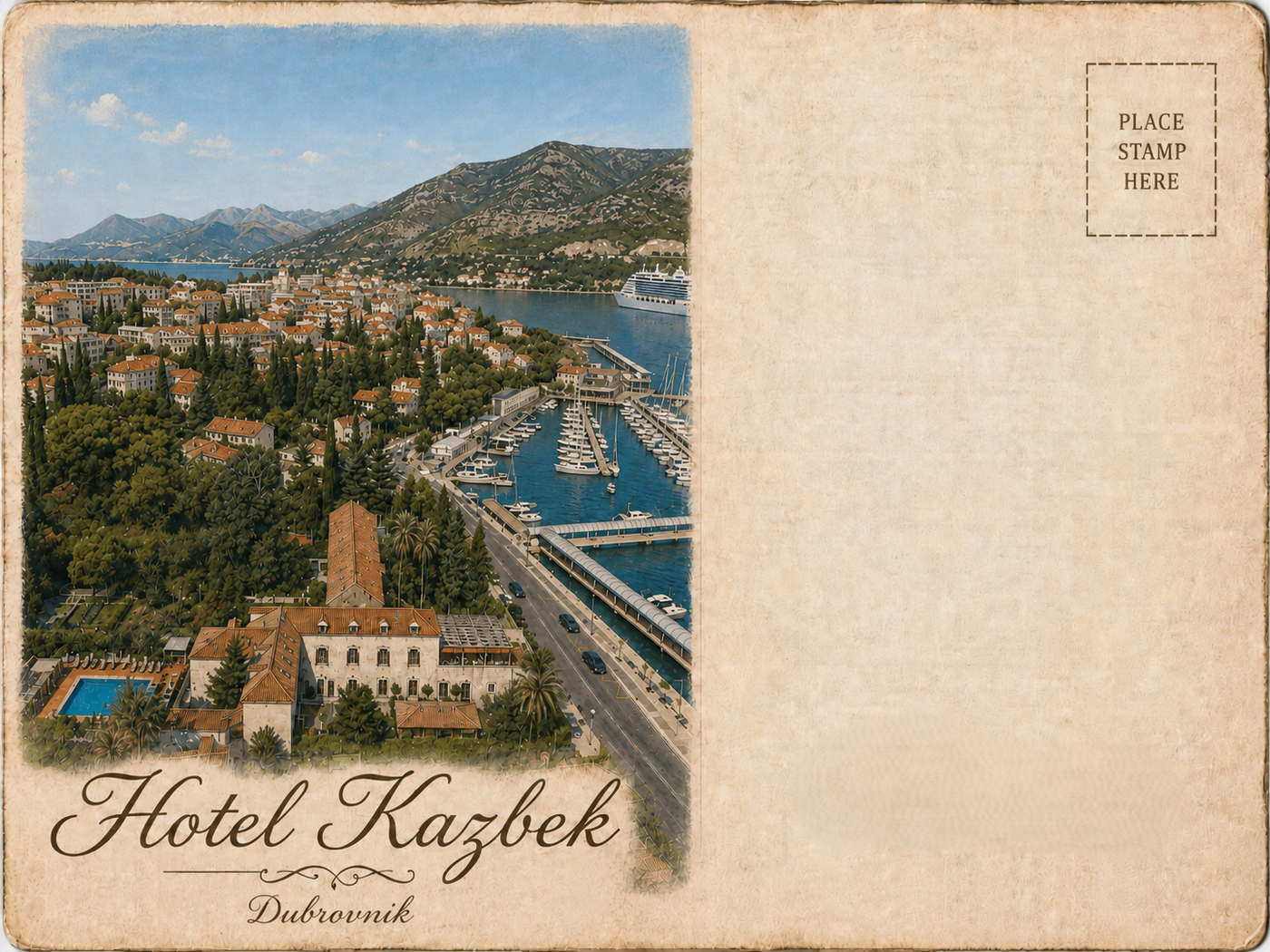 Hotel Kazbek – Harbor Panorama Postcard