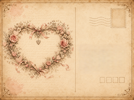 Heart Wreath Valentine Postcard