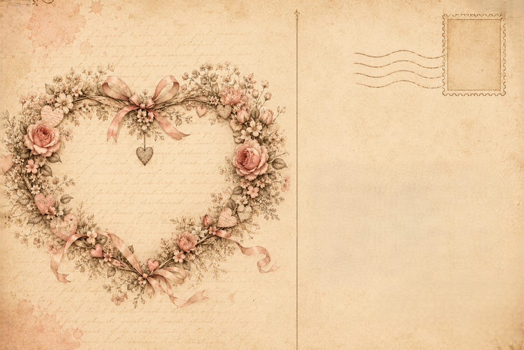 Herz-Kranz-Valentins-Postkarte
