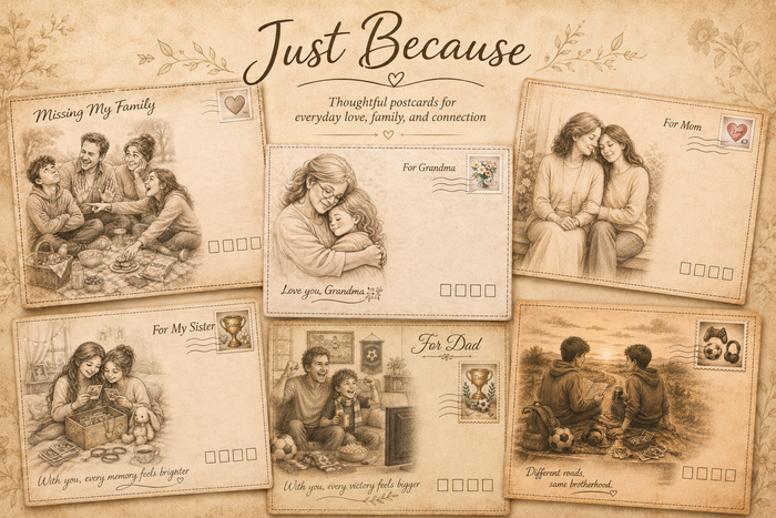 Just Because Postcards