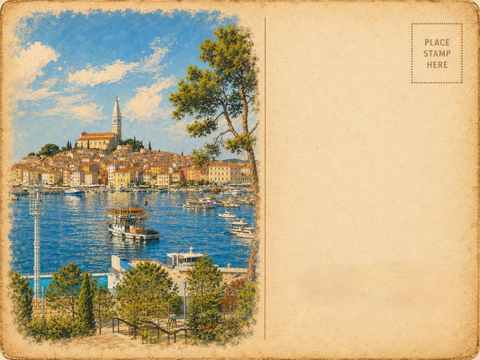 Rovinj al otro lado del puerto