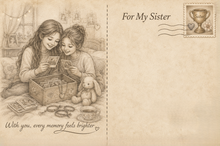 Für Schwester postcard back design