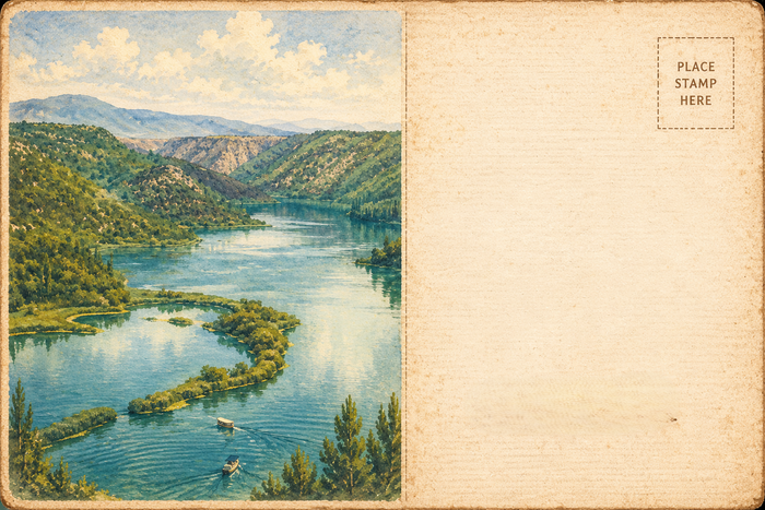 Visovac en el lago en calma