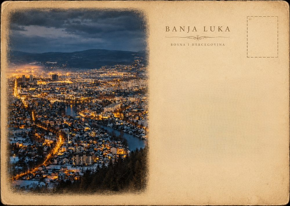 City Lights Panorama Postcard