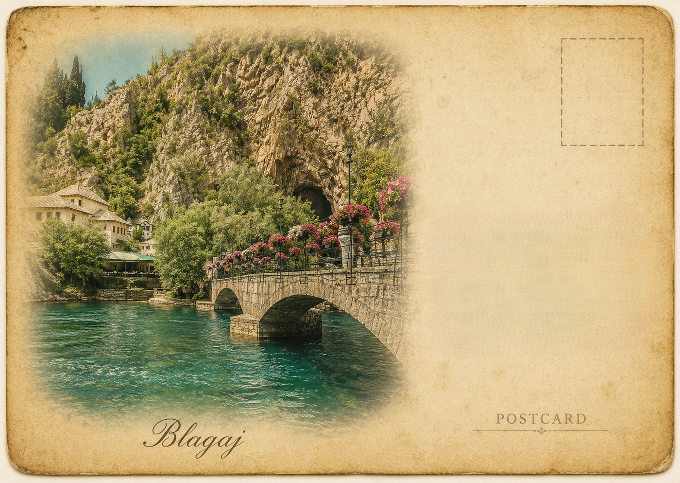 Buna River Stone Bridge Postcard