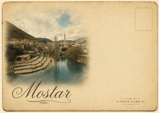 Neretva River Panorama Postcard